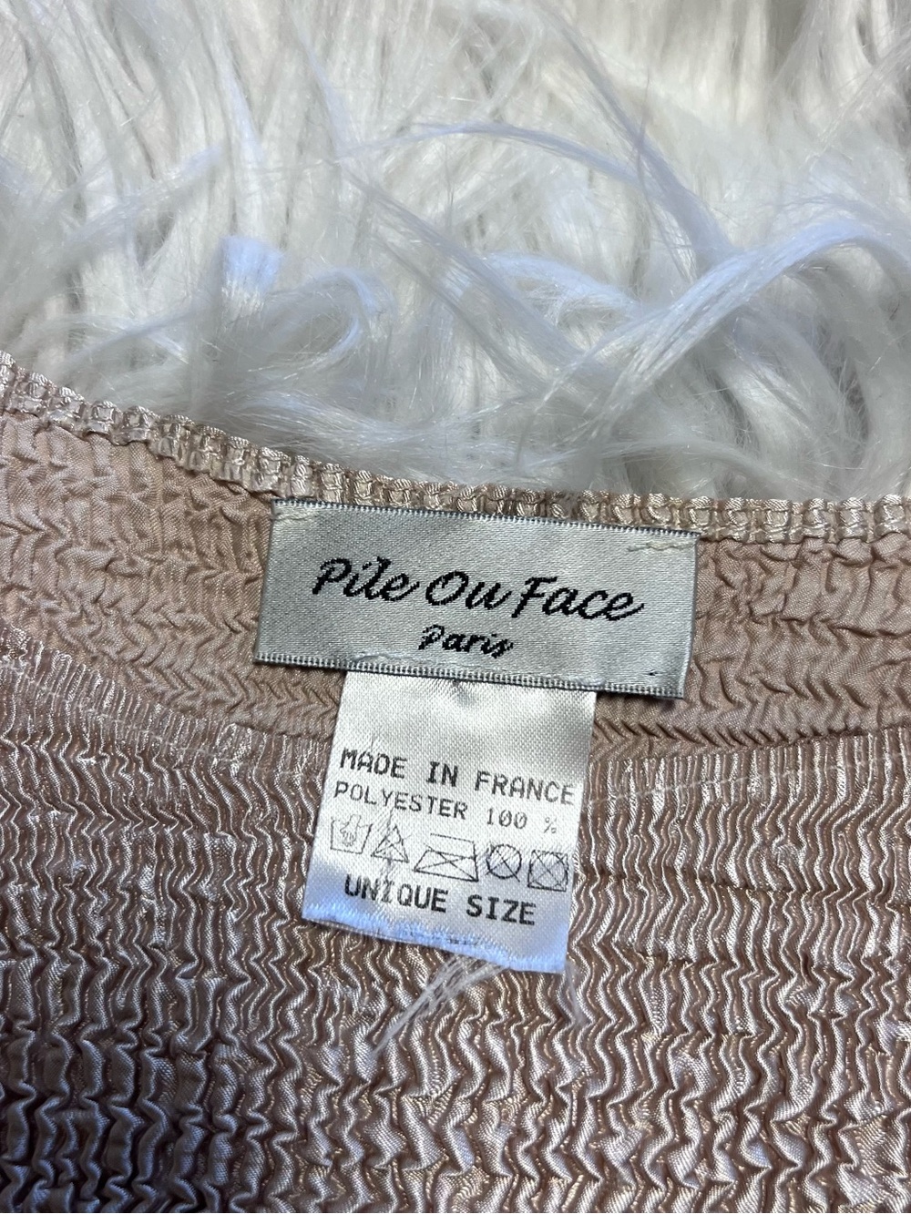 Vintage stretch Pile ou face Paris Lightweight Scoop Neck Sweater in Beige - Picture 2 of 4